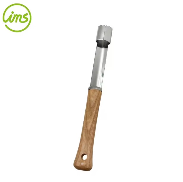 Manual Stainless Steel Apple Corer with Wooden Handle | Durable Fruit Coring Tool for Kitchen Use